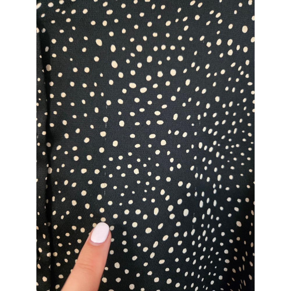Banana Republic Dillon Shirt Polka Dot Tie Cuff Button Down Blouse Black L - Picture 3 of 7
